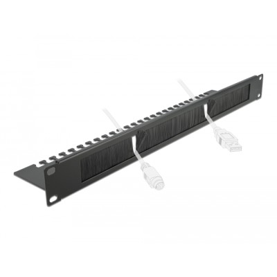 Delock 19″ Cable Management Brush Strip with Cable Support Plate 1U black 2