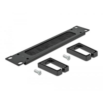 Delock 10″ Cable Management Brush Strip with 2 hooks 1U black 2