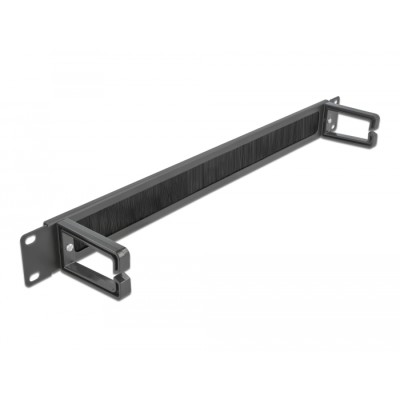 Delock 19″ Cable Management Brush Strip with 2 hooks 1U black