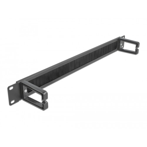 Delock 19″ Cable Management Brush Strip with 2 hooks 1U black