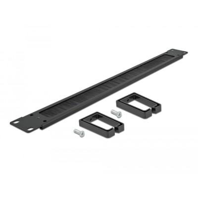 Delock 19″ Cable Management Brush Strip with 2 hooks 1U black 2