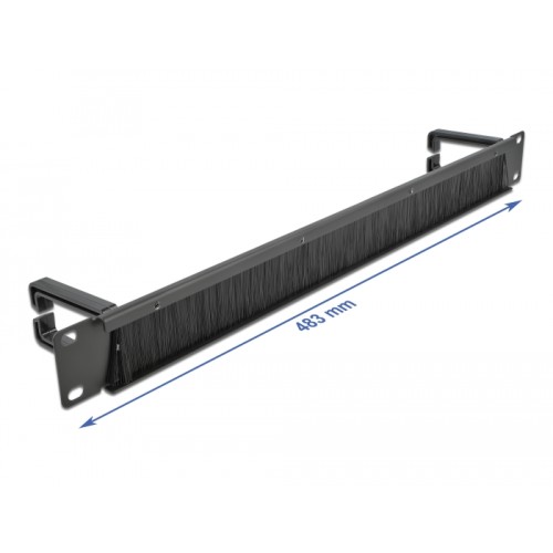 Delock 19″ Cable Management Brush Strip with 2 hooks 1U black