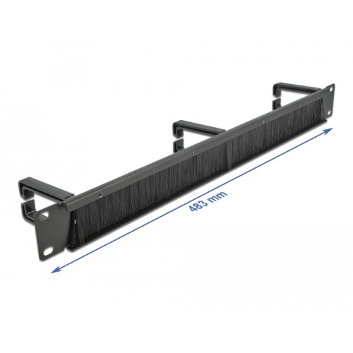 Delock 19″ Cable Management Brush Strip with 3 hooks 1U black