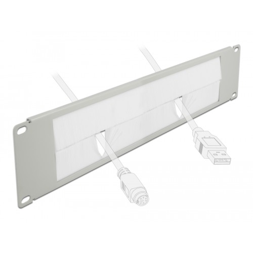 19″ Cable Management Brush Strip 2U grey