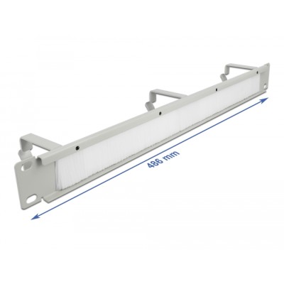 Delock 19″ Cable Management Brush Strip with 3 hooks 1U grey 2