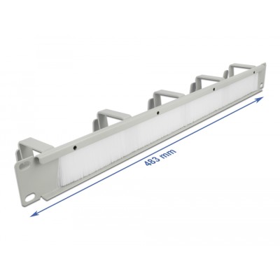 Delock 19″ Cable Management Brush Strip with 5 hooks 1U grey 2