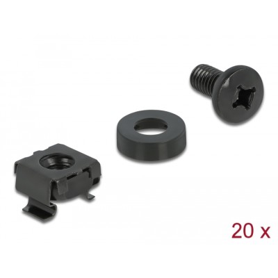 Delock Mounting Kit for Network Cabinet 20 pieces black