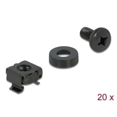 Delock Mounting Kit for Network Cabinet 20 pieces black