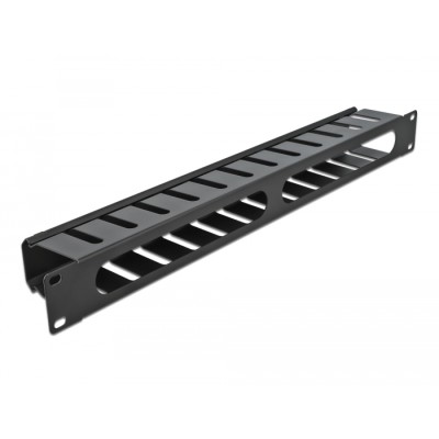 19″ Cable Management Routing Panel with 2 openings 1U black 2