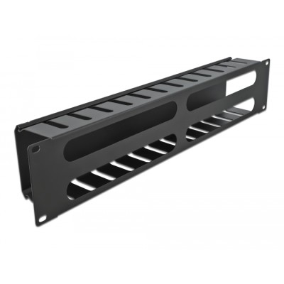 19″ Cable Management Routing Panel with 4 openings 2U black 2