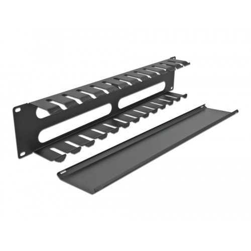 19″ Cable Management Routing Panel with 4 openings 2U black