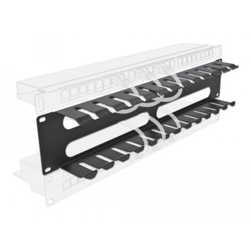 19″ Cable Management Routing Panel with 4 openings 2U black