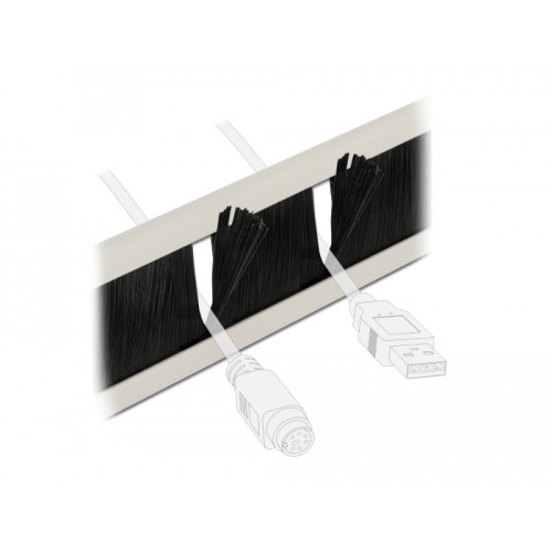 Delock 10″ Cable Management Brush Strip tool free 2U grey