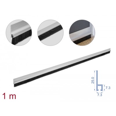 Delock Brush strip 20 mm with aluminium profile straight - length 1 m