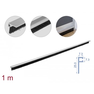 Delock Brush strip 20 mm with aluminium profile angled - length 1 m