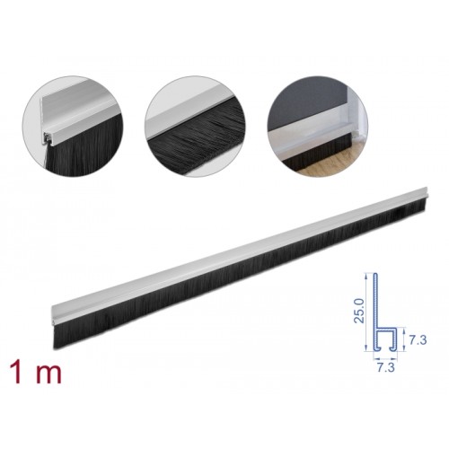 Delock Brush strip 40 mm with aluminium profile straight - length 1 m
