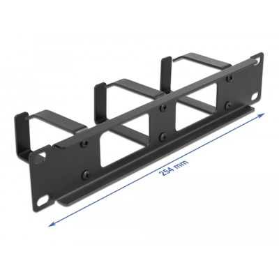 Delock 10″ Cable Management Routing Panel with 2 openings and 3 hooks 1U black 2
