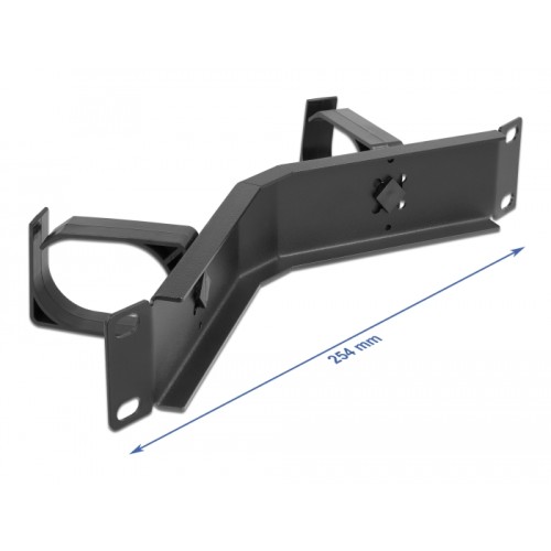Delock 10″ Cable Management Routing Panel with 2 hooks angled 1U black