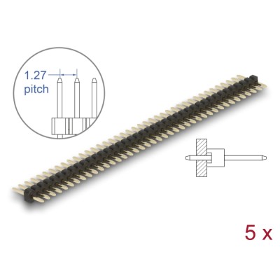 Delock Pin header 40 pin, pitch 1.27 mm, 1-row, straight, 5 pieces