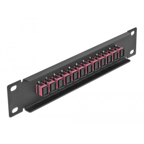 Delock 10″ Fiber Optic Patch Panel 12 Port SC Simplex violet 1U black