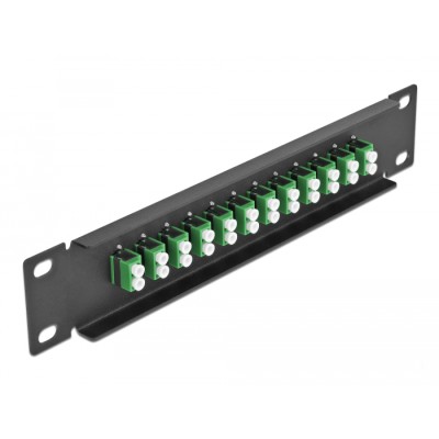 Delock 10″ Fiber Optic Patch Panel 12 Port LC Duplex green 1U black 2
