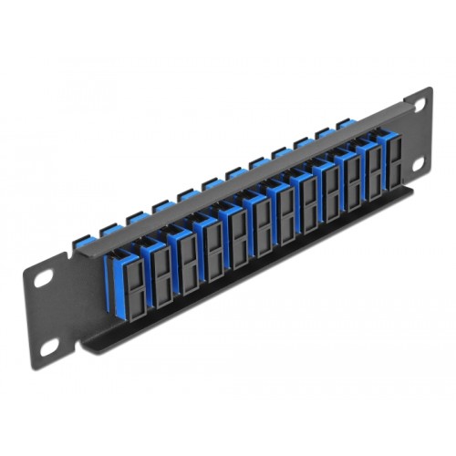 Delock 10″ Fiber Optic Patch Panel 12 Port SC Duplex blue 1U black