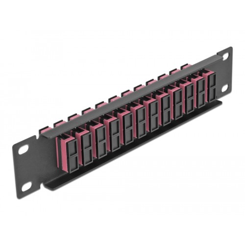 Delock 10″ Fiber Optic Patch Panel 12 Port SC Duplex violet 1U black