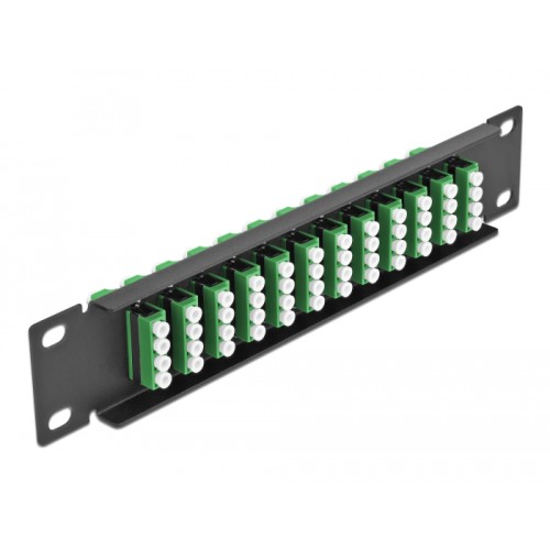 Delock 10″ Fiber Optic Patch Panel 12 Port LC Quad green 1U black