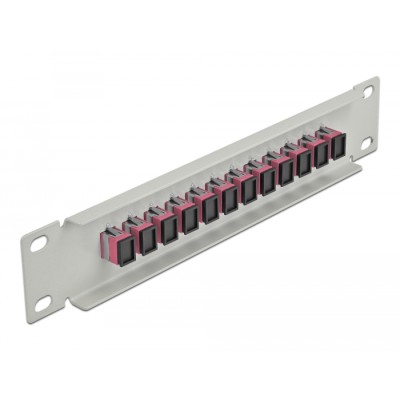 Delock 10″ Fiber Optic Patch Panel 12 Port SC Simplex violet 1U grey 2