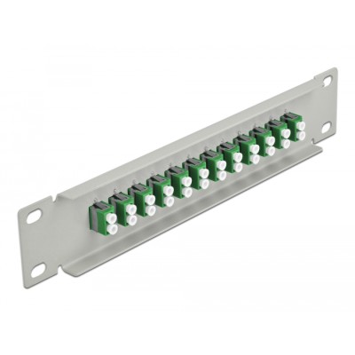 Delock 10″ Fiber Optic Patch Panel 12 Port LC Duplex green 1U grey 2