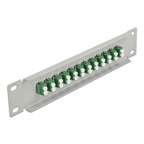 Delock 10″ Fiber Optic Patch Panel 12 Port LC Duplex green 1U grey