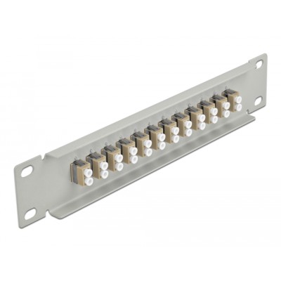 Delock 10″ Fiber Optic Patch Panel 12 Port LC Duplex beige 1U grey 2