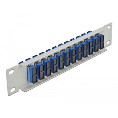 Delock 10″ Fiber Optic Patch Panel 12 Port SC Duplex blue 1U grey 2