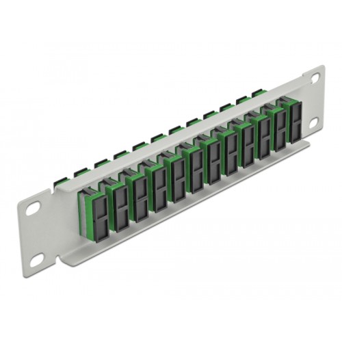 Delock 10″ Fiber Optic Patch Panel 12 Port SC Duplex green 1U grey