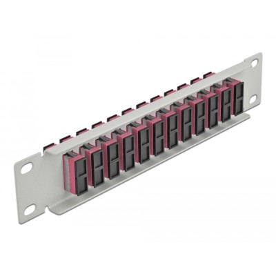 Delock 10″ Fiber Optic Patch Panel 12 Port SC Duplex violet 1U grey 2