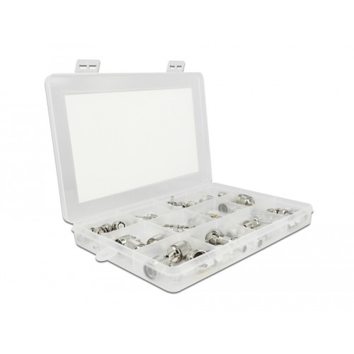 Delock Crimpbox 48 pieces 50 Ohm with BNC, TNC and N connectors
