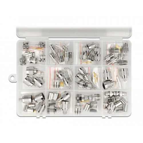 Delock Crimpbox 48 pieces 50 Ohm with BNC, TNC and N connectors