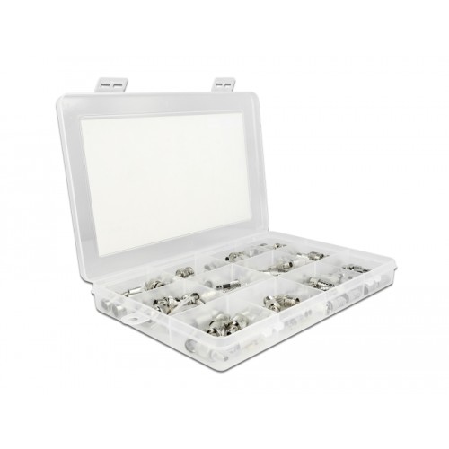 Delock Crimpbox 70 pieces 75 Ohm with BNC, TNC and F connectors