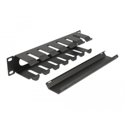 Delock 10″ Cable Management Routing Panel with opening 1U black