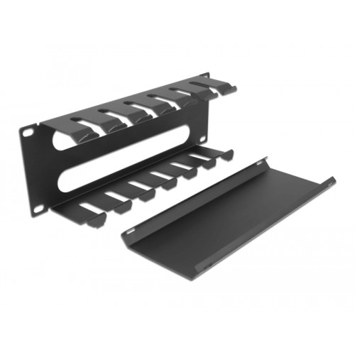 Delock 10″ Cable Management Routing Panel with 2 openings 1U black