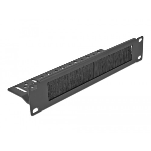 Delock 10″ Cable Management Brush Strip with cable fixing 1U black