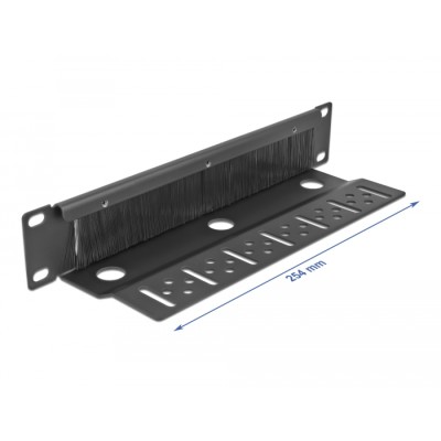 Delock 10″ Cable Management Brush Strip with cable fixing 1U black 2