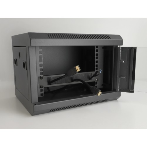 Delock 10″ Cable Management Brush Strip with cable fixing 1U black