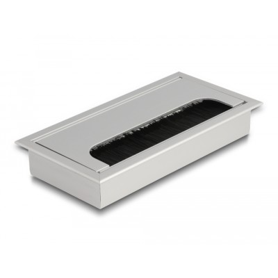 Delock Cable grommet for table mounting with brush 160 x 80 x 28 mm silver