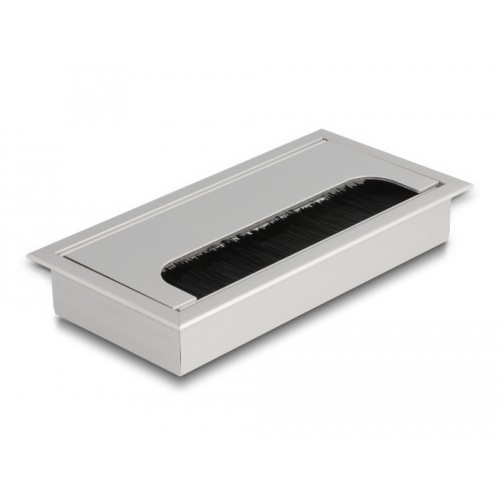 Delock Cable grommet for table mounting with brush 160 x 80 x 28 mm silver