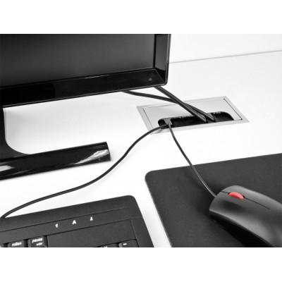 Delock Cable grommet for table mounting with brush 160 x 80 x 28 mm silver 2