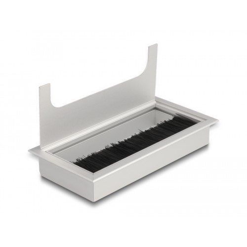 Delock Cable grommet for table mounting with brush 160 x 80 x 28 mm silver