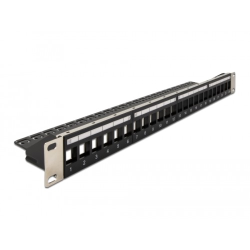 Delock 19″ Keystone Patch Panel 24 port with strain relief black