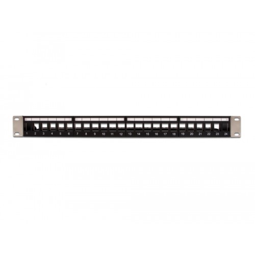 Delock 19″ Keystone Patch Panel 24 port with strain relief black