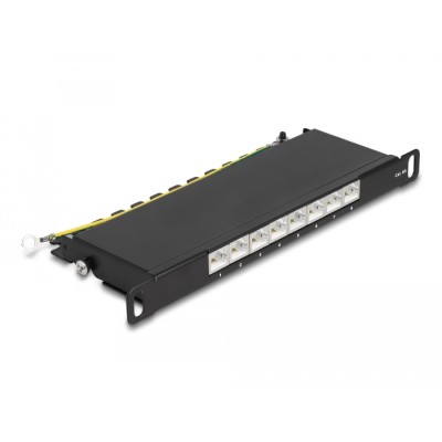 Delock 10″ Patch Panel 8 port Cat.6A 0.5U black